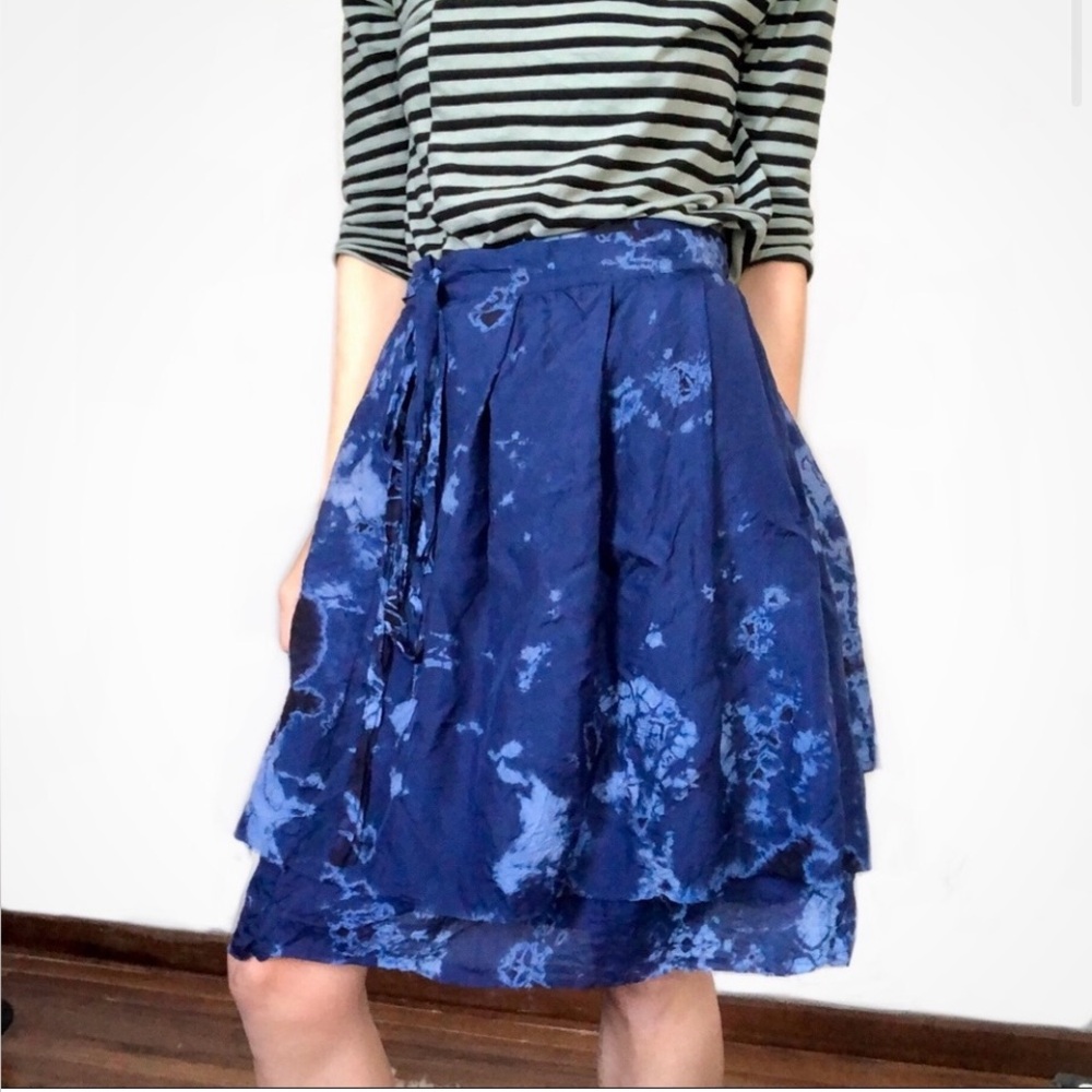 Raquel Allegra tie dye silk layered wrap skirt